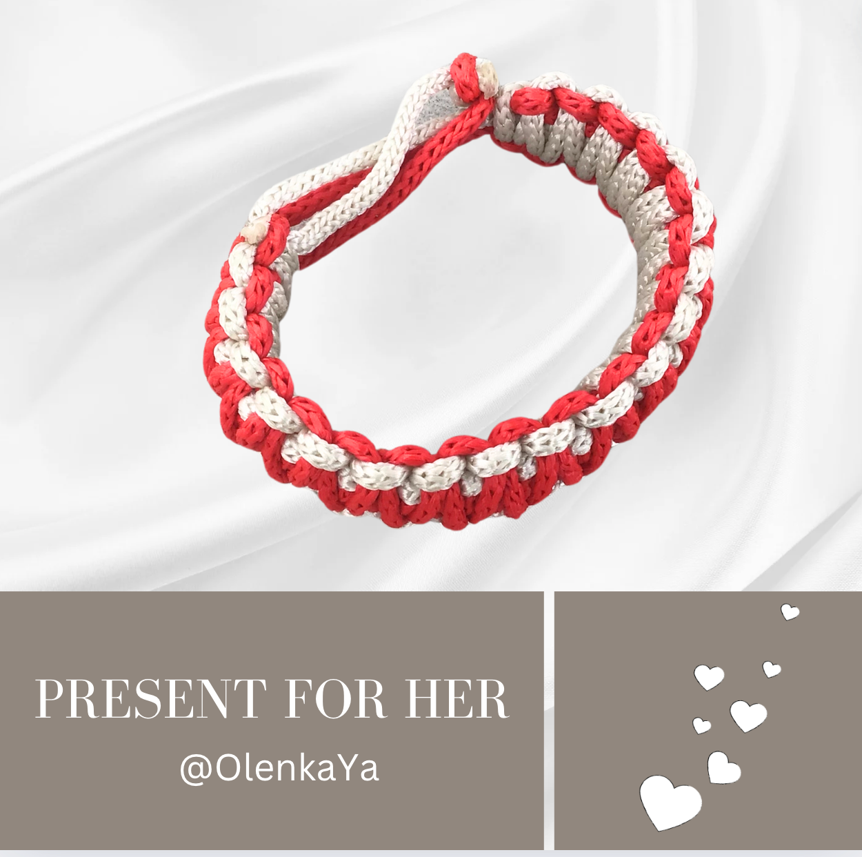 Handmade Red and White Bracelet – Lightweight and Stylish