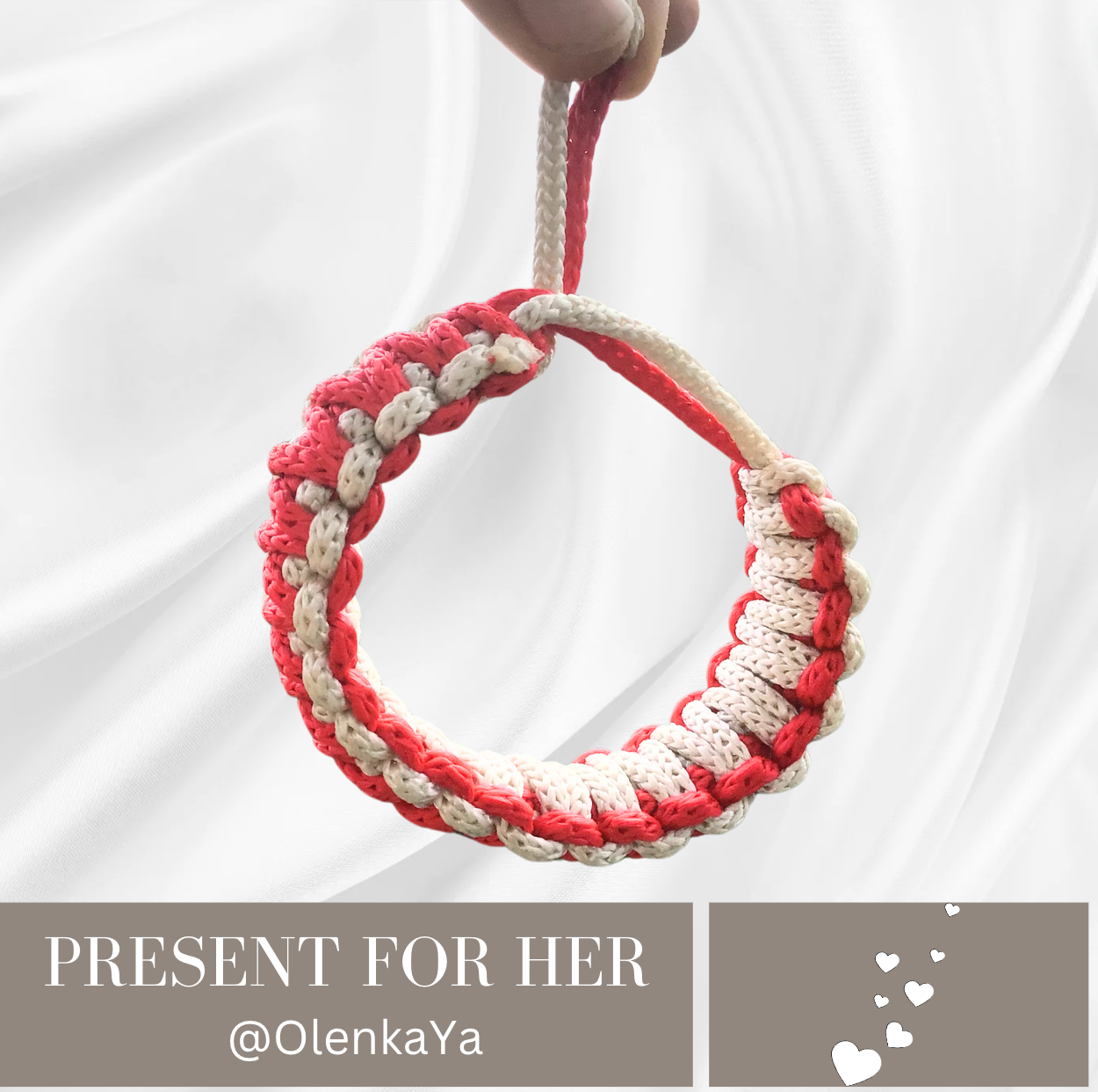 Handmade Red and White Bracelet – Lightweight and Stylish