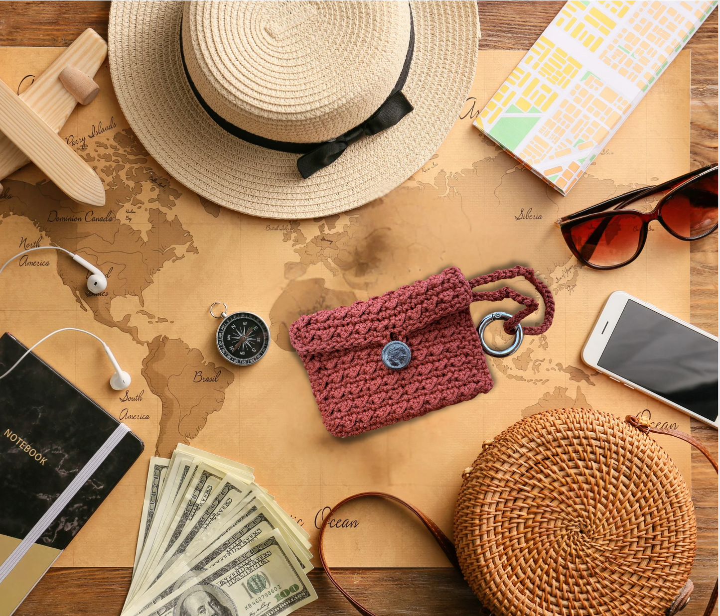 Handmade Crochet Mini Wallet & Key Holder — Man’s World (Limited Edition)