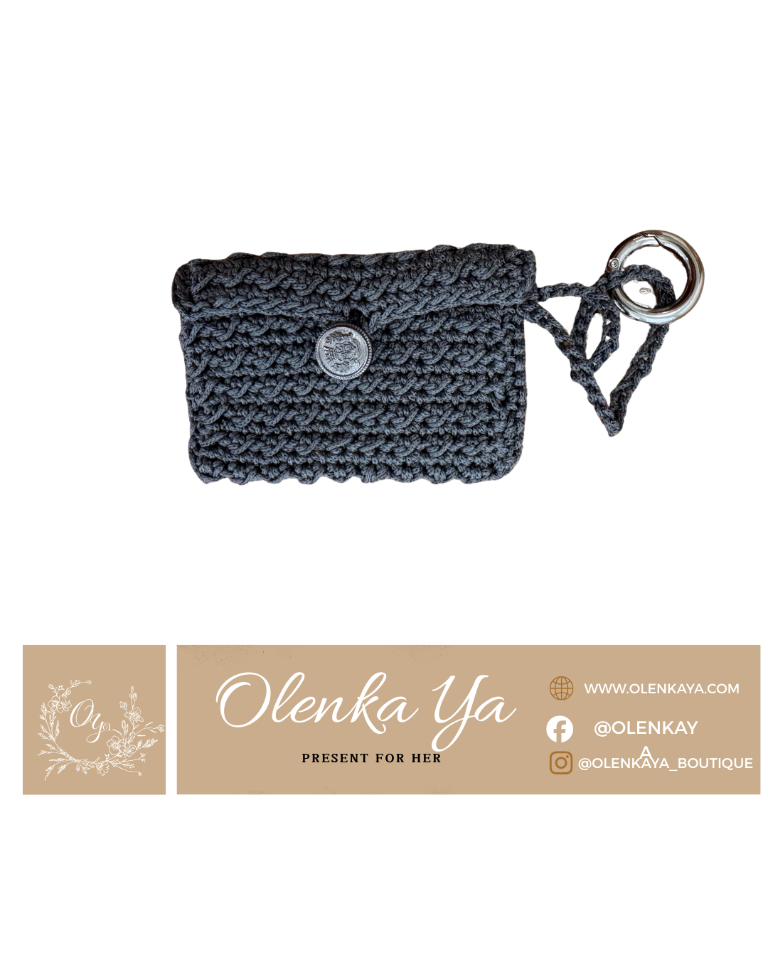 Handmade Crochet Mini Wallet & Key Holder — Man’s World (Limited Edition)