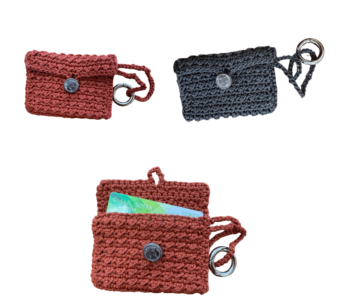 Handmade Crochet Mini Wallet & Key Holder — Man’s World (Limited Edition)