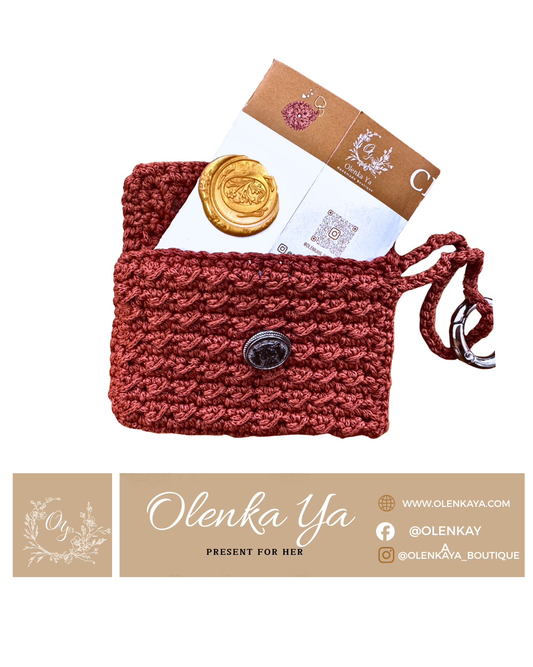 Handmade Crochet Mini Wallet & Key Holder — Man’s World (Limited Edition)