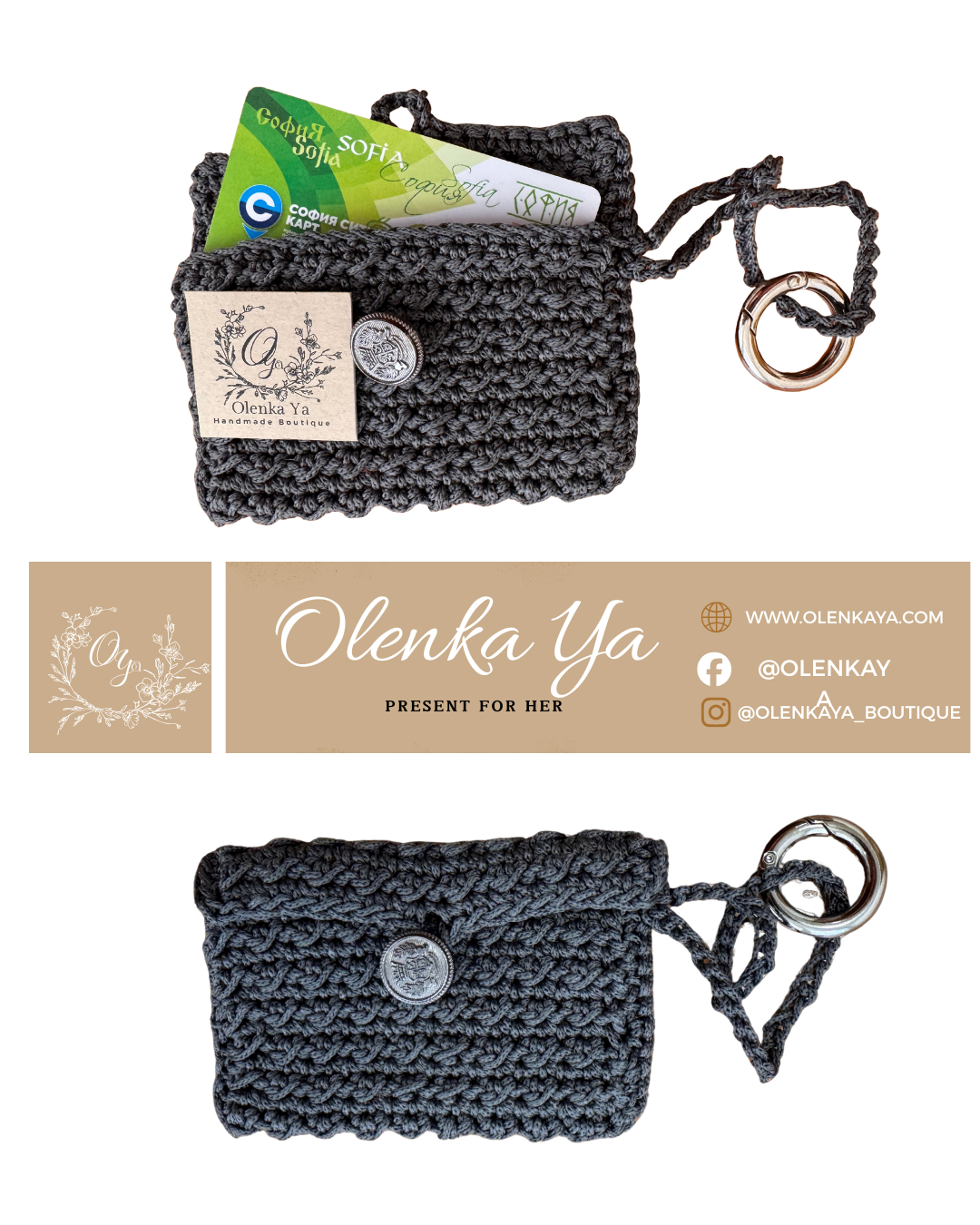 Handmade Crochet Mini Wallet & Key Holder — Man’s World (Limited Edition)