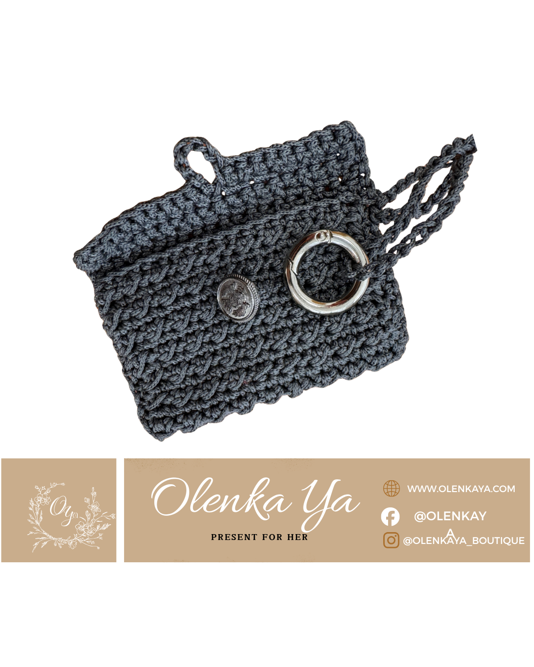 Handmade Crochet Mini Wallet & Key Holder — Man’s World (Limited Edition)