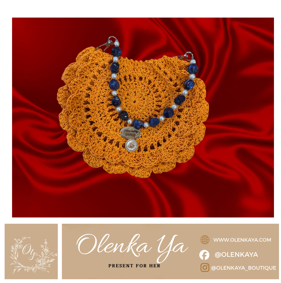 Handcrafted Crochet Ladies Bag — Terracotta Evening Wristlet