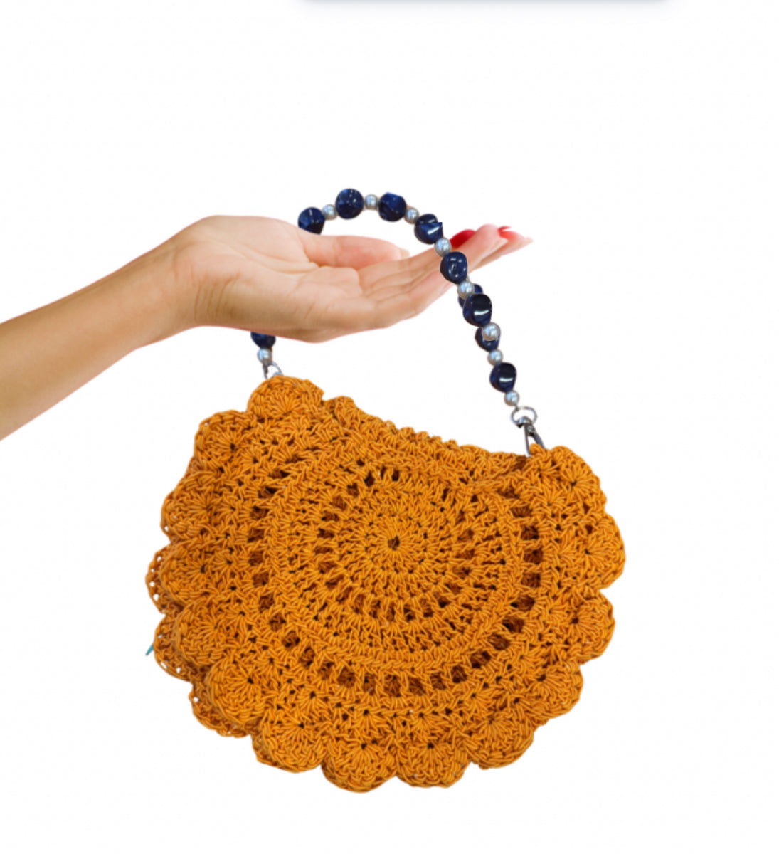 Handcrafted Crochet Ladies Bag — Terracotta Evening Wristlet