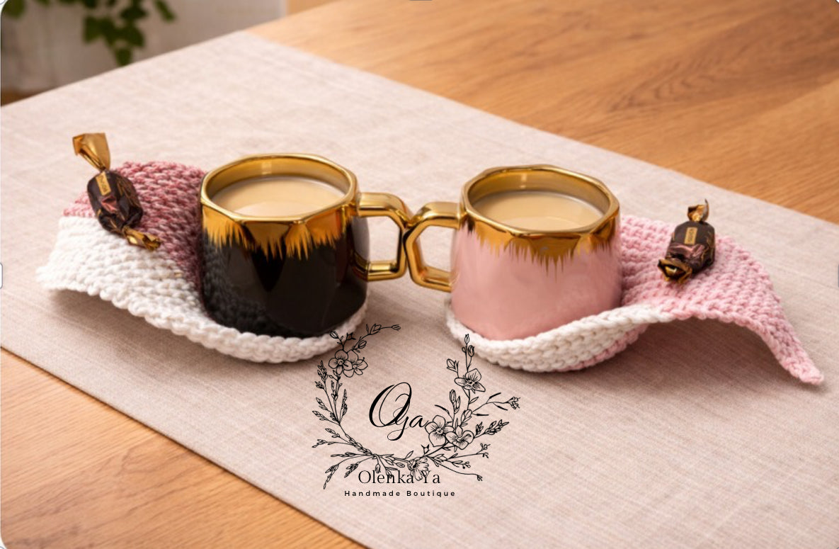 Handmade Crochet Coaster Set (2 pcs) – One of a Kind Home Decor