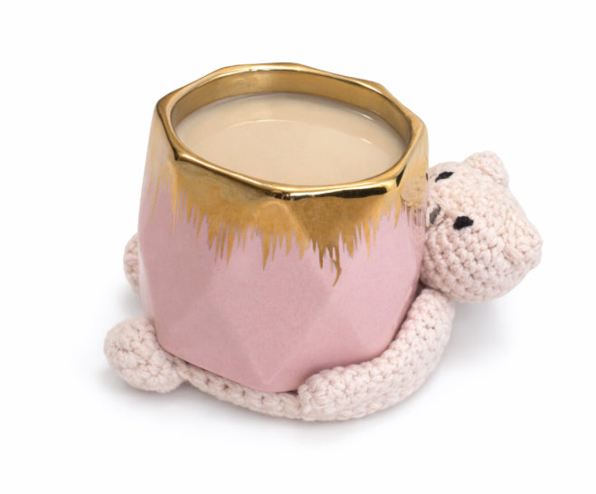 Amigurumi Bear Mug Coaster – Handmade Crochet Cup Pad