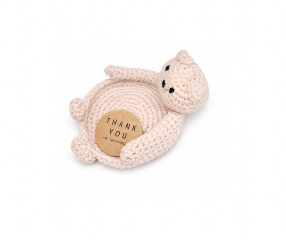 Amigurumi Bear Mug Coaster – Handmade Crochet Cup Pad