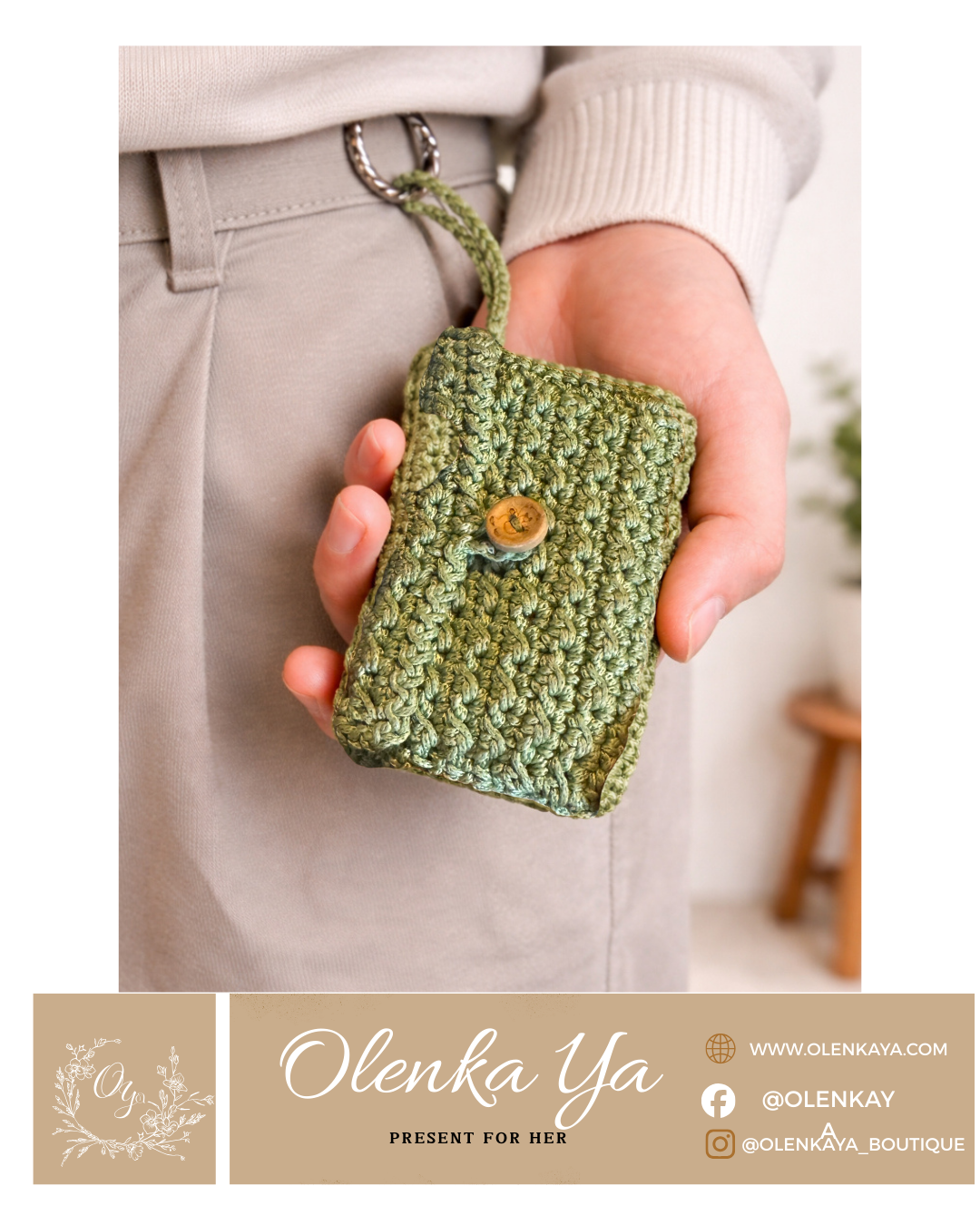 Handmade Crochet Mini Wallet & Key Holder — Man’s World (Limited Edition)